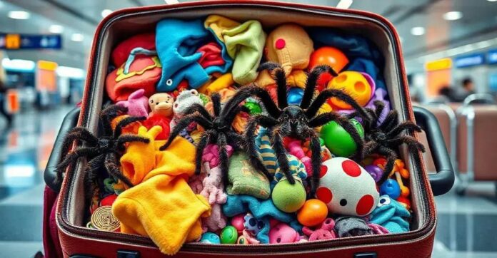 Aranhas encontradas pelo Ibama em bagagem com brinquedos